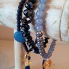 Kralenarmbandenset donkerblauw/grijs