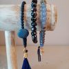 Kralenarmbandenset donkerblauw/grijs - Afbeelding 2