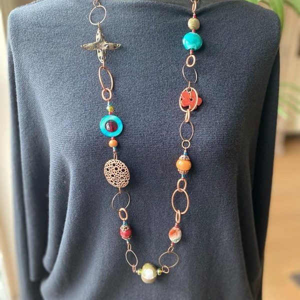 Schakelketting brons/diverse kleuren